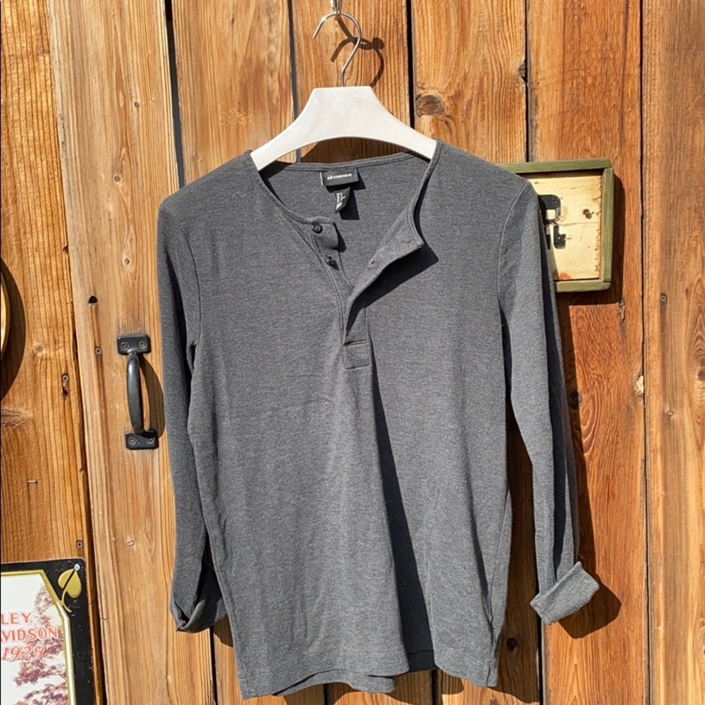 Gray Henley Long Sleeve Shirt